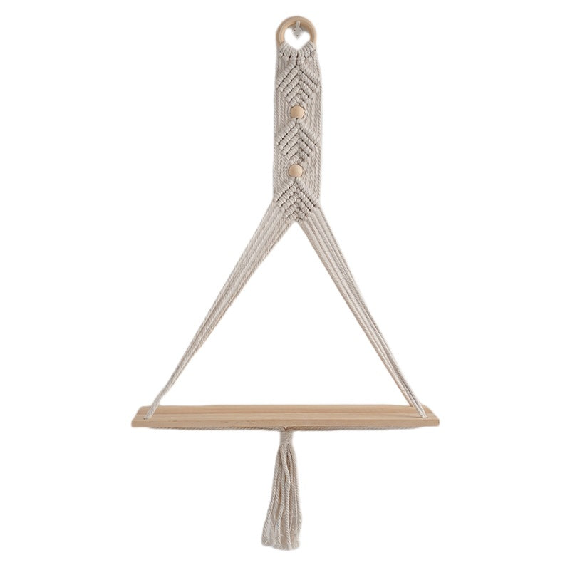Macrame Schwimmendes Regal mit natürlicher Holzoberfläche Brehn