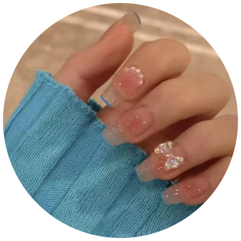Glitzernder Französischer Tipp Press-On Nagel Set Brehn