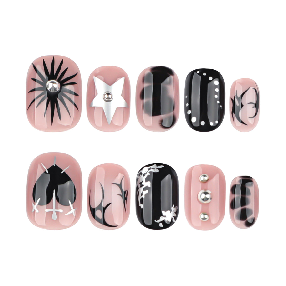 Kunstvolle Nagelgestaltung mit elegantem Schwarz-Weiß-Design Brehn