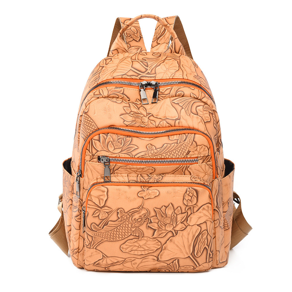 Prägete Blumenmuster Rucksack