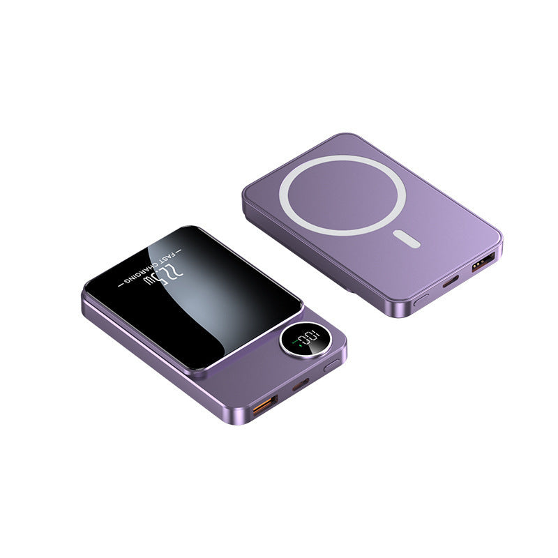 Slim Powerbank mit kabelloser Ladefunktion und digitaler Anzeige Brehn