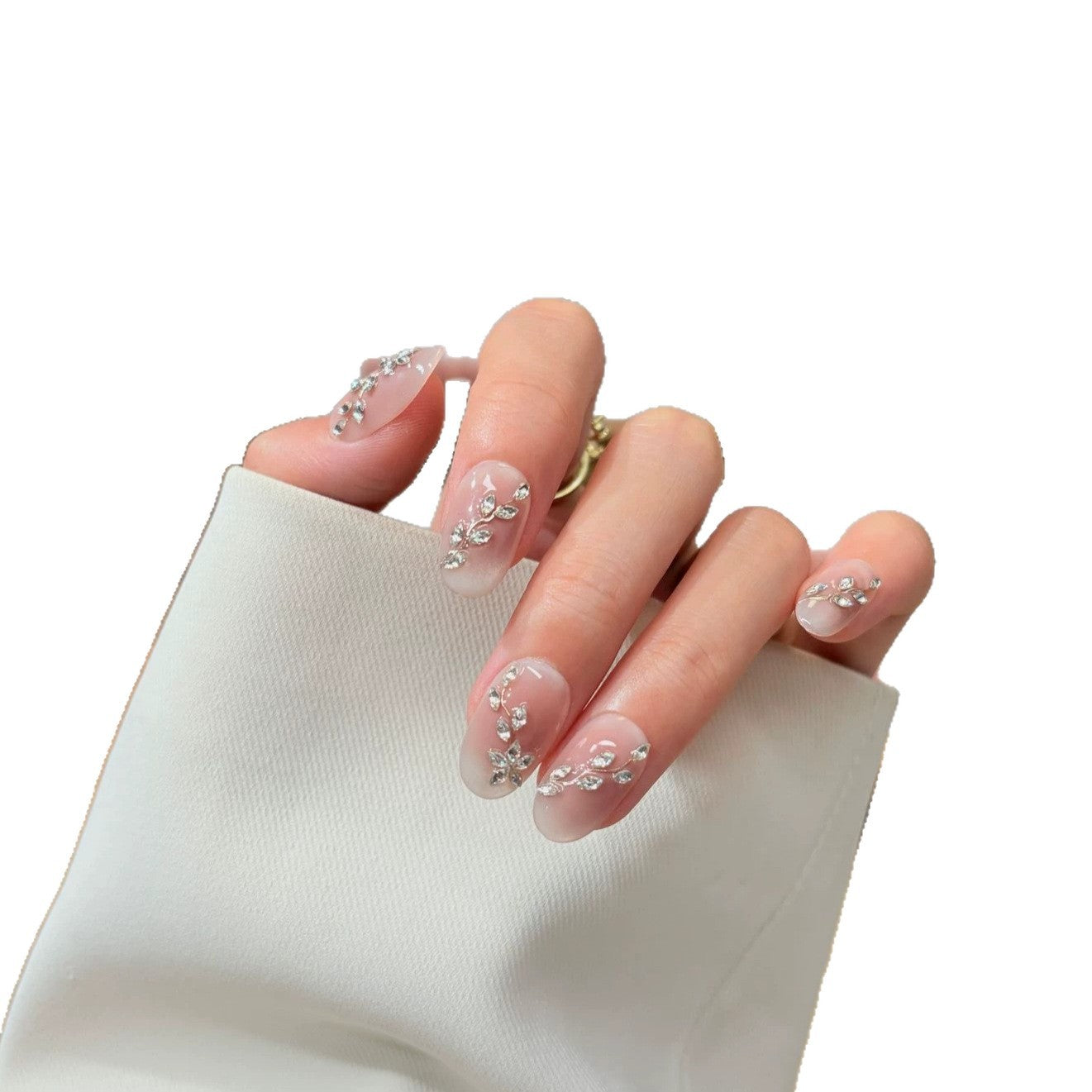 Elegante mit Strass verzierte Press-On Nail Set Brehn