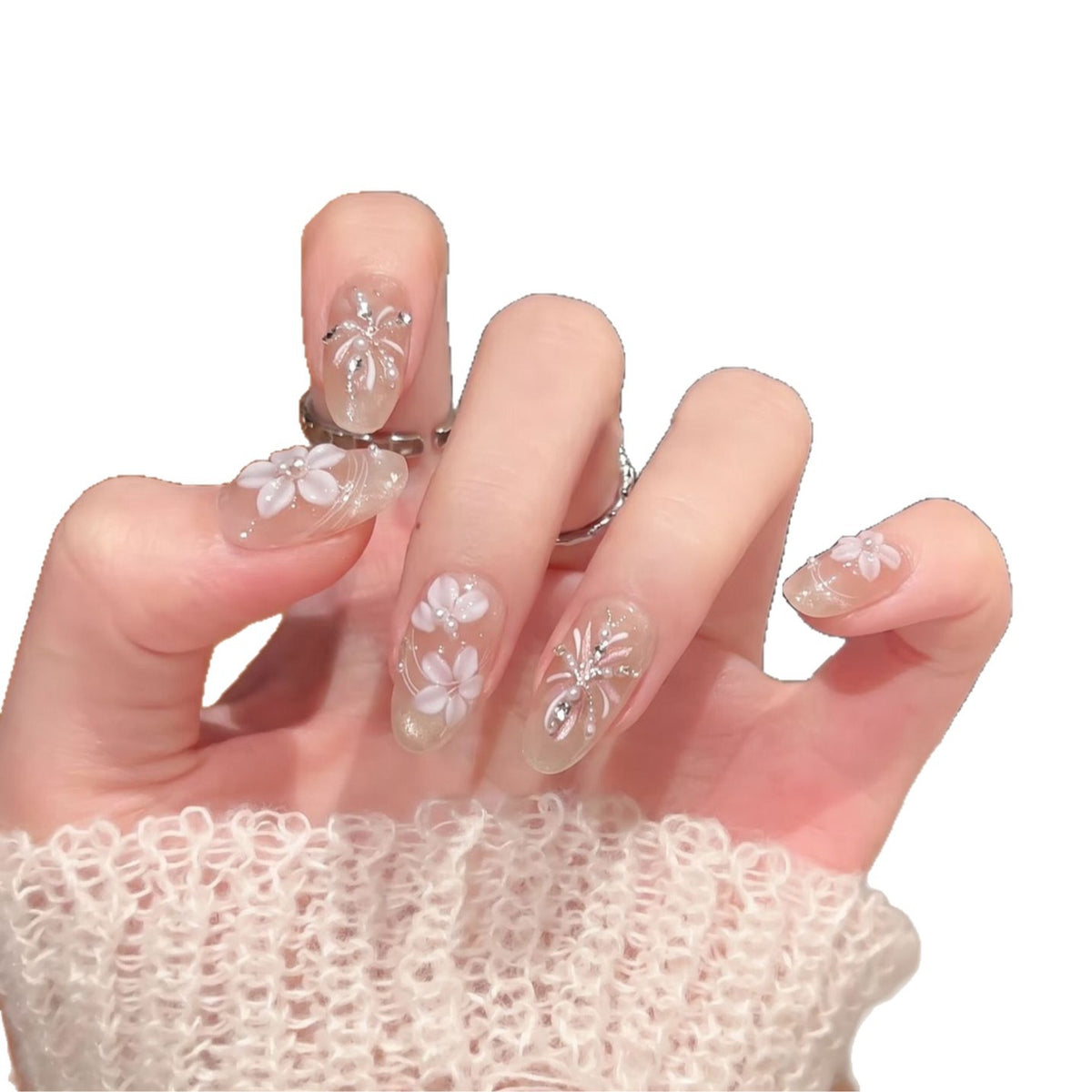 Dekoratives Floral Press-On Nagelkunst-Set Brehn