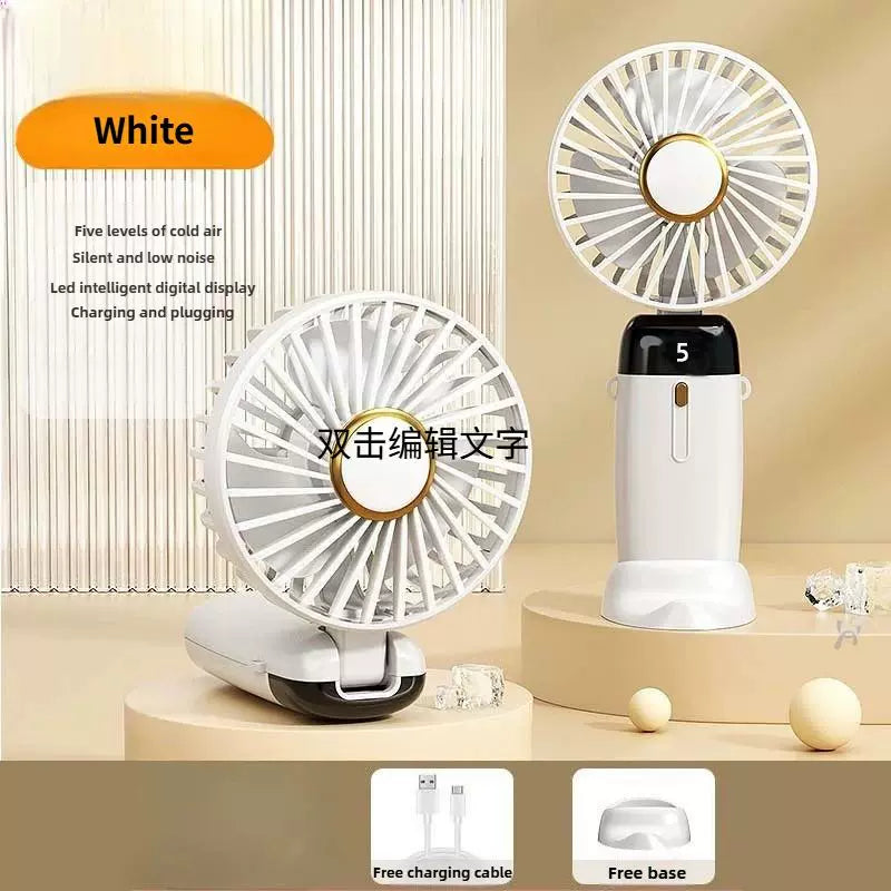 Unisex Einheitsgröße faltbarer wiederaufladbarer Handventilator mit mehr Geschwindigkeit LED-Display abnehmbarer Ladebasis Brehn