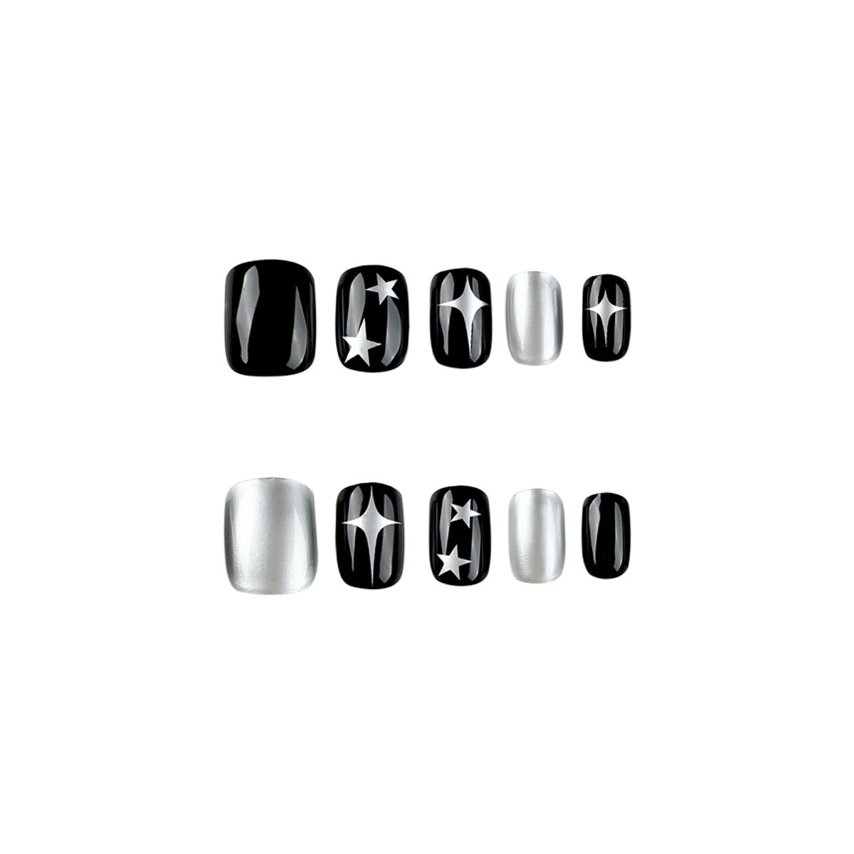 Kunstvolle Nagelkunst mit Metallic- und Sternenmotiven Brehn