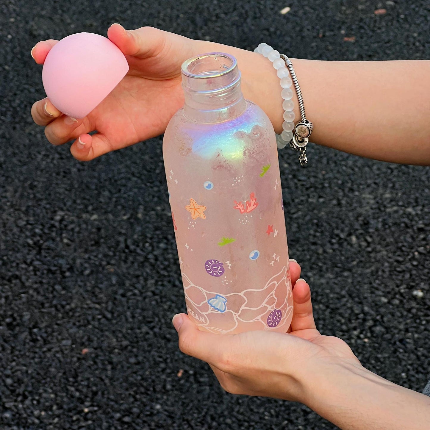 Damen Glas Trinkflasche Brehn