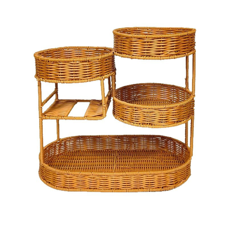 Unisex Rattan Ablage aus drei Ebenen Brehn