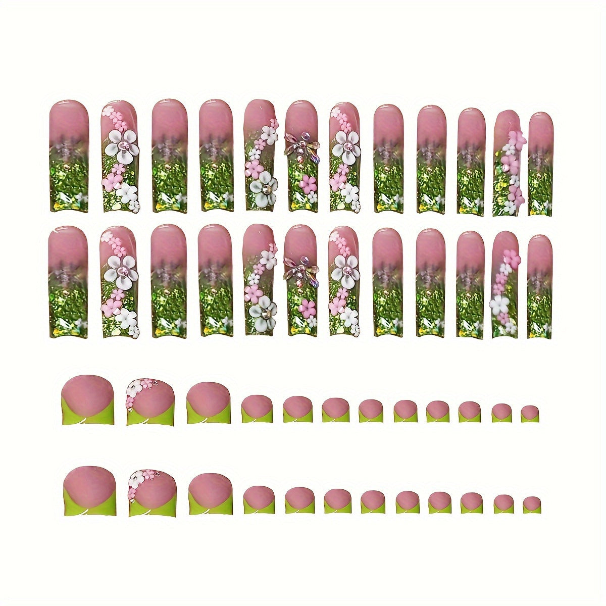 Florale Fantasie Press-On Nagelset Brehn