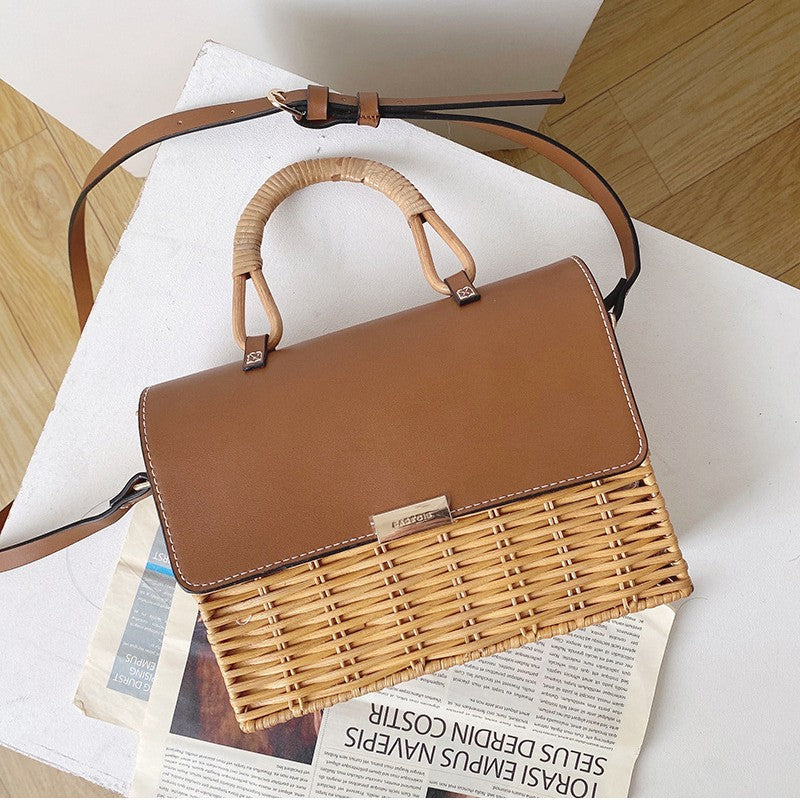Damen Elegante Handtasche mit geflochtenem Korbdesign Brehn