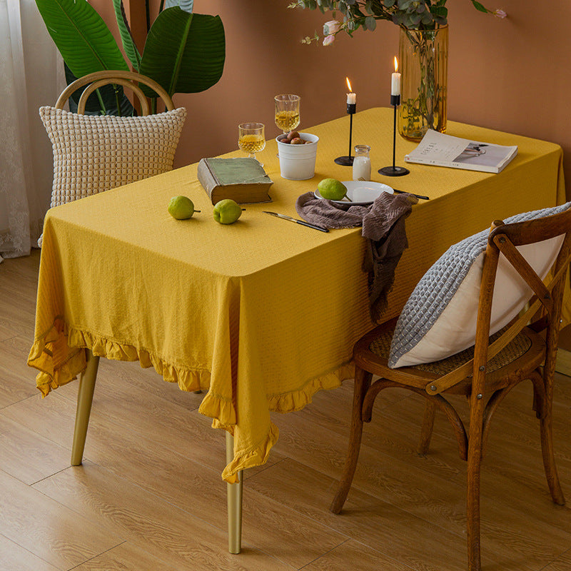 Leichte Baumwoll‑Gaze Tischdecke mit Volant und natürlicher Struktur Brehn