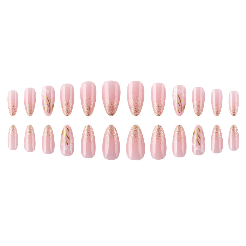 Künstlerisches Florales Press-On Nagelset Brehn