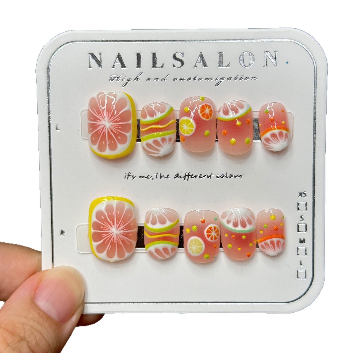 Dekorative von Früchten inspirierte Press-On Nagelverlängerungen Brehn