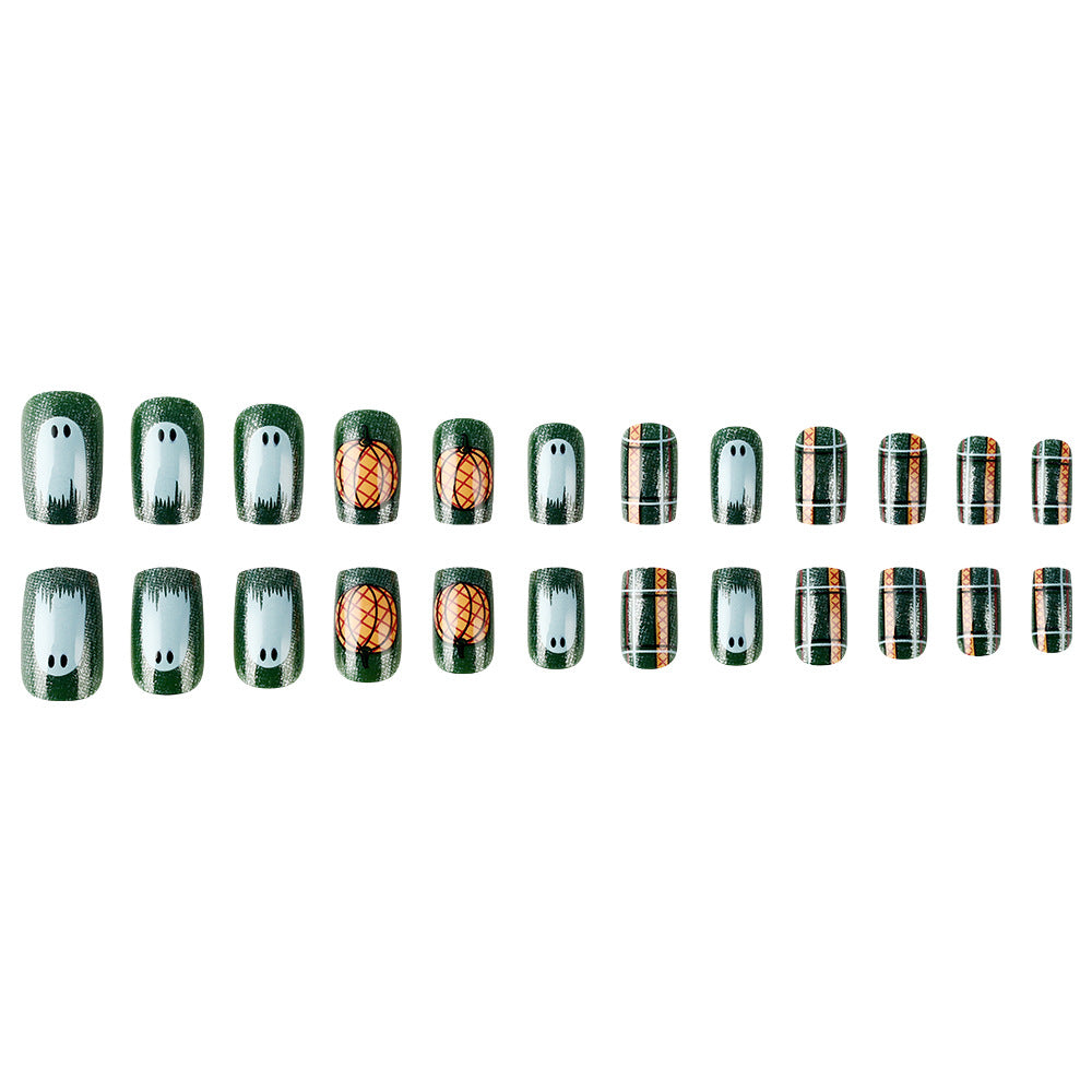Pumpkin-Themen Press-On Nagelkunst Set Brehn