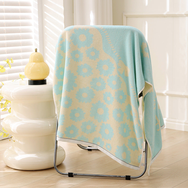 Weiches Baumwoll-Badetuch mit Floraler Jacquard-Struktur und Hoher Saugkraft