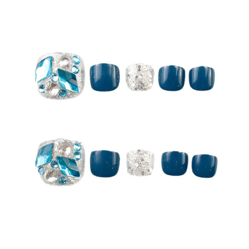 Rhinestone-beschlagene Press-On Fußnagel Set Brehn