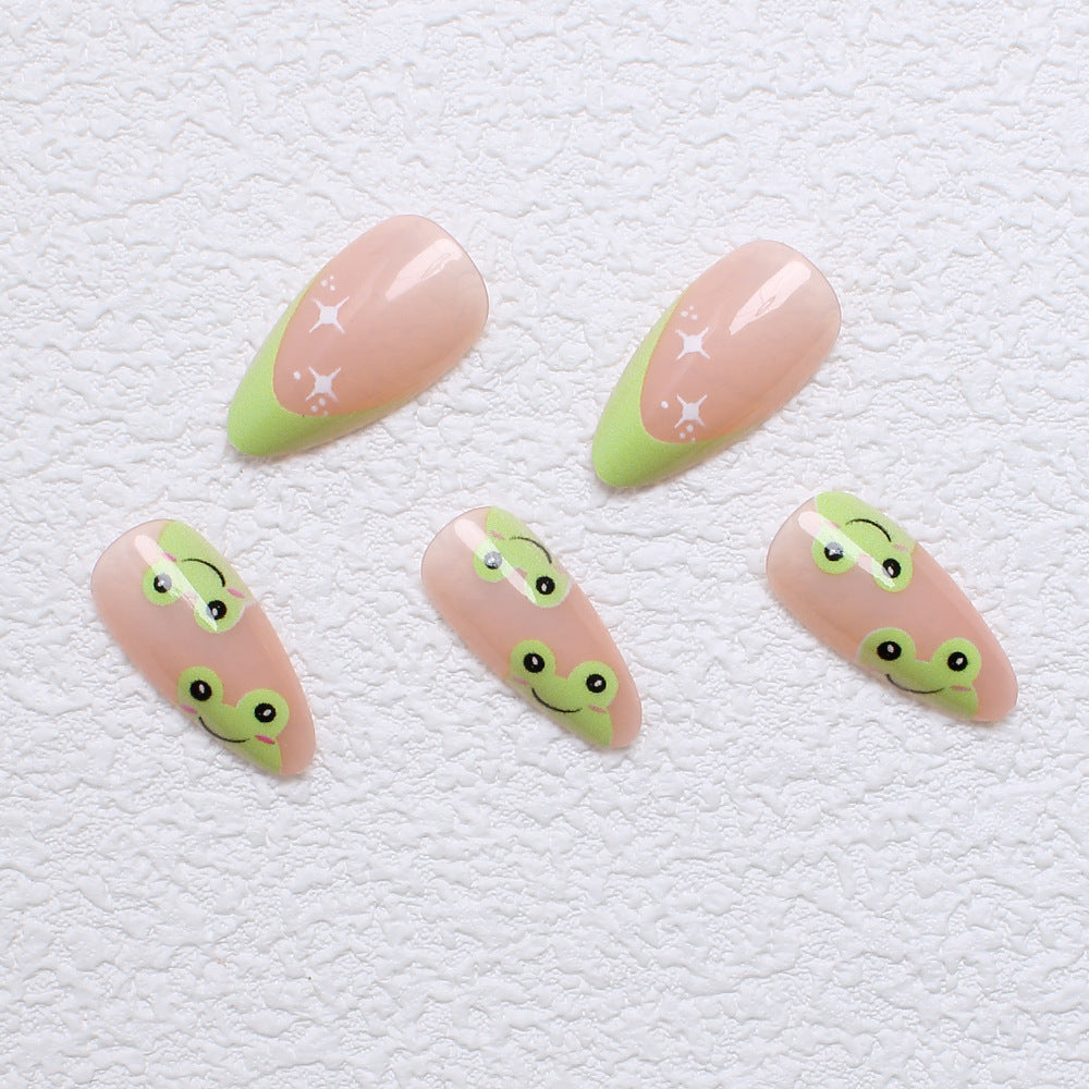 Kunstnagelset mit kreativen Froschmotiven und verspielten Akzenten Brehn