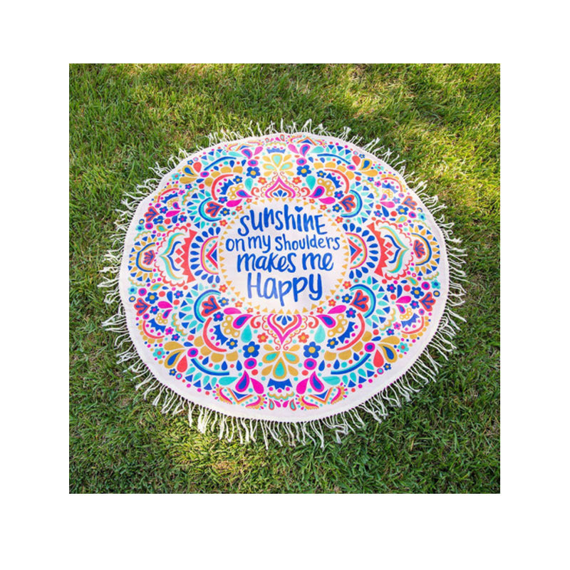 Unisex runde Stranddecke mit buntem Mandala-Motiv Brehn