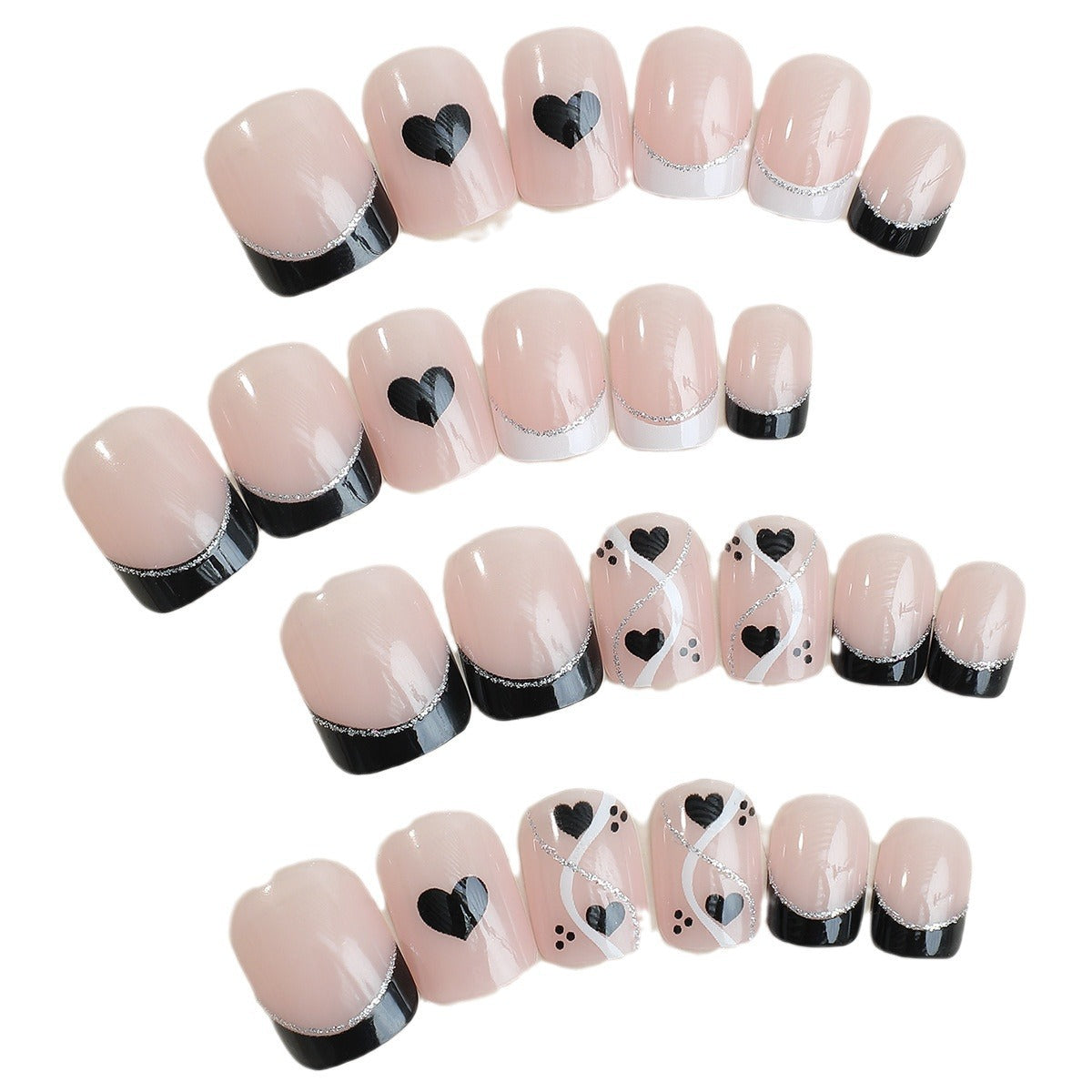 Kreatives Kunstnagelset mit süßem Herzdesign Brehn