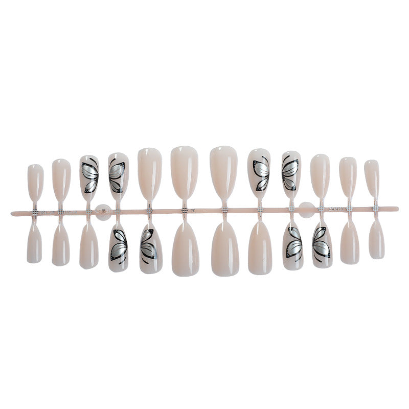 Künstlerisches Press-On-Nagelset mit elegantem Schmetterlingsdesign Brehn