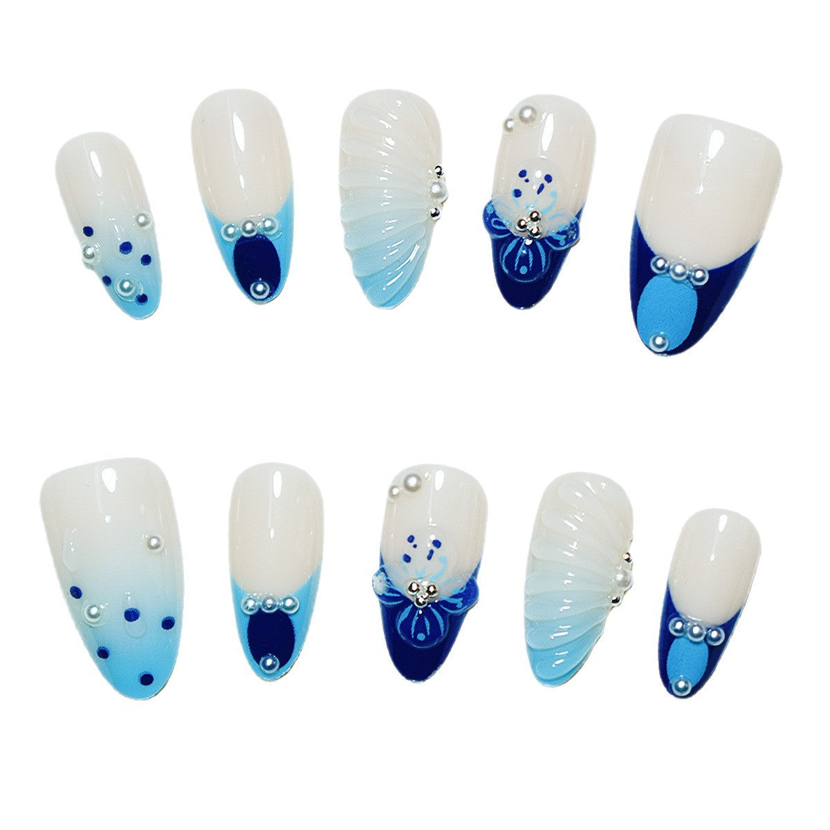 Dekorativer Press-On Nagelkunstset mit 3D Akzenten Brehn