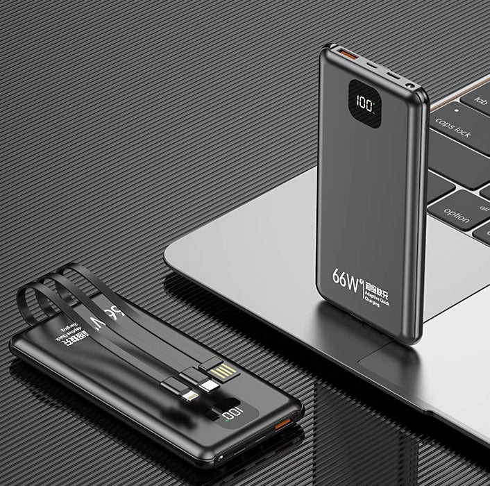 Hochgeschwindigkeits-Powerbank mit multifunktionalem Kabel und digitaler Anzeige Brehn