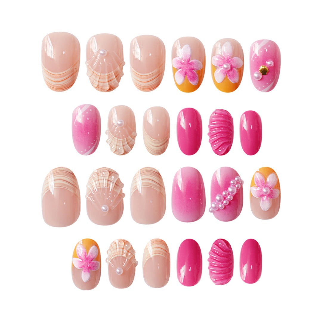 Künstlerisches von Muscheln inspiriertes Press-On-Nail-Set Brehn