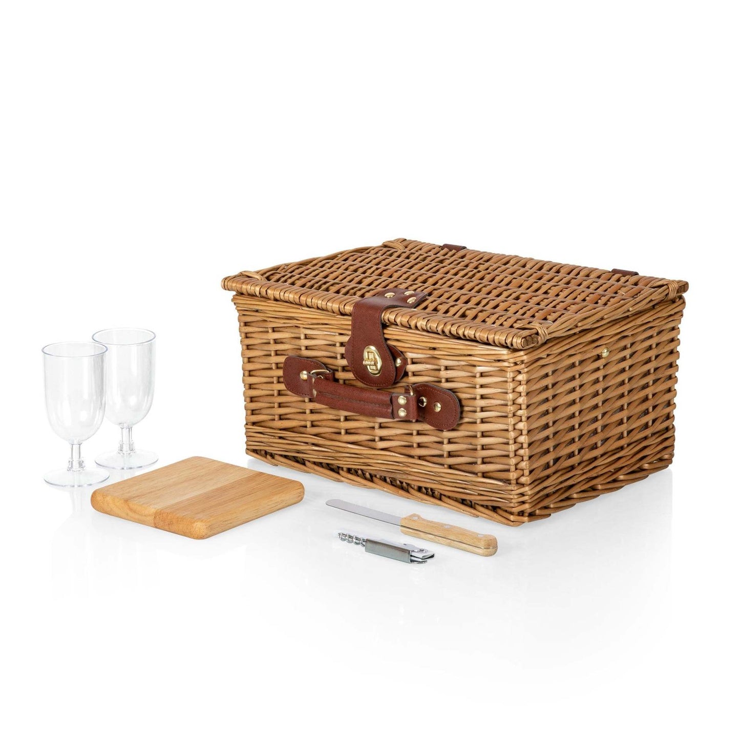 Damen Picknickkorb mit integriertem Geschirrset und rustikalem Design Brehn