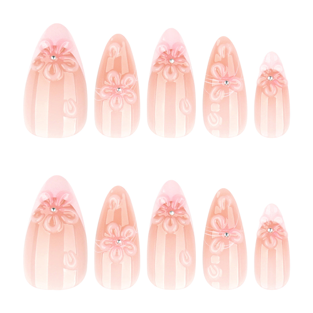 Kunstvolle Nagelverlängerungen mit floralen 3D-Details Brehn