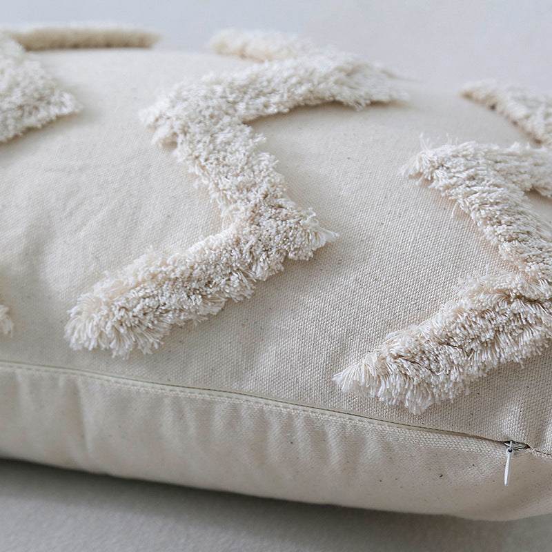 Bohemian tufted Baumwolle Lendenkissen mit clusterfringe Textur und Eckenquasten