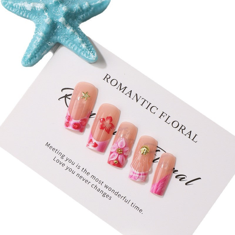 Romantisches florales Press-On-Nageldesign Brehn