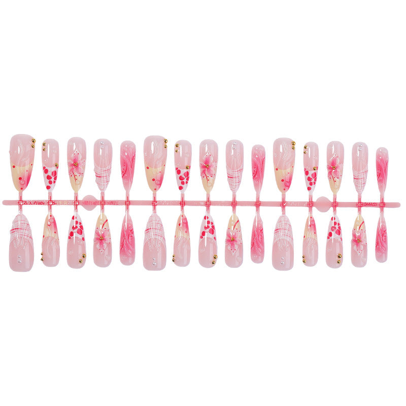 Künstlerisches Floral Inspiriertes Press-On Nagelset Brehn