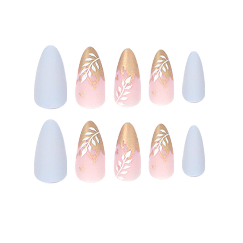 Künstliche Stiletto-Nägel mit elegantem Blatt-Design Brehn