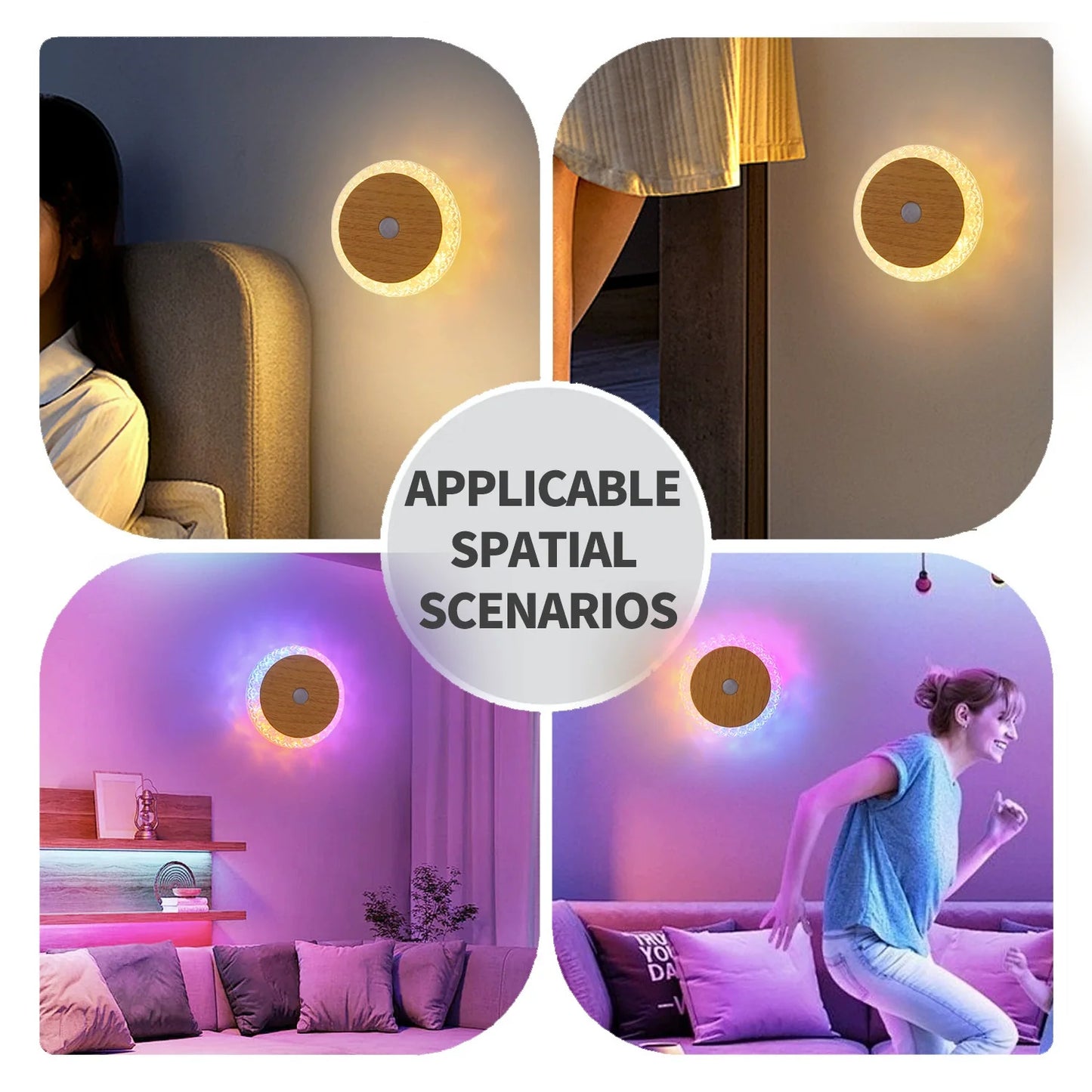 Intelligente wiederaufladbare bewegungssensitive Wandlampe Hotel Nachttisch Ambientelicht Keine Bohrung Wandlicht