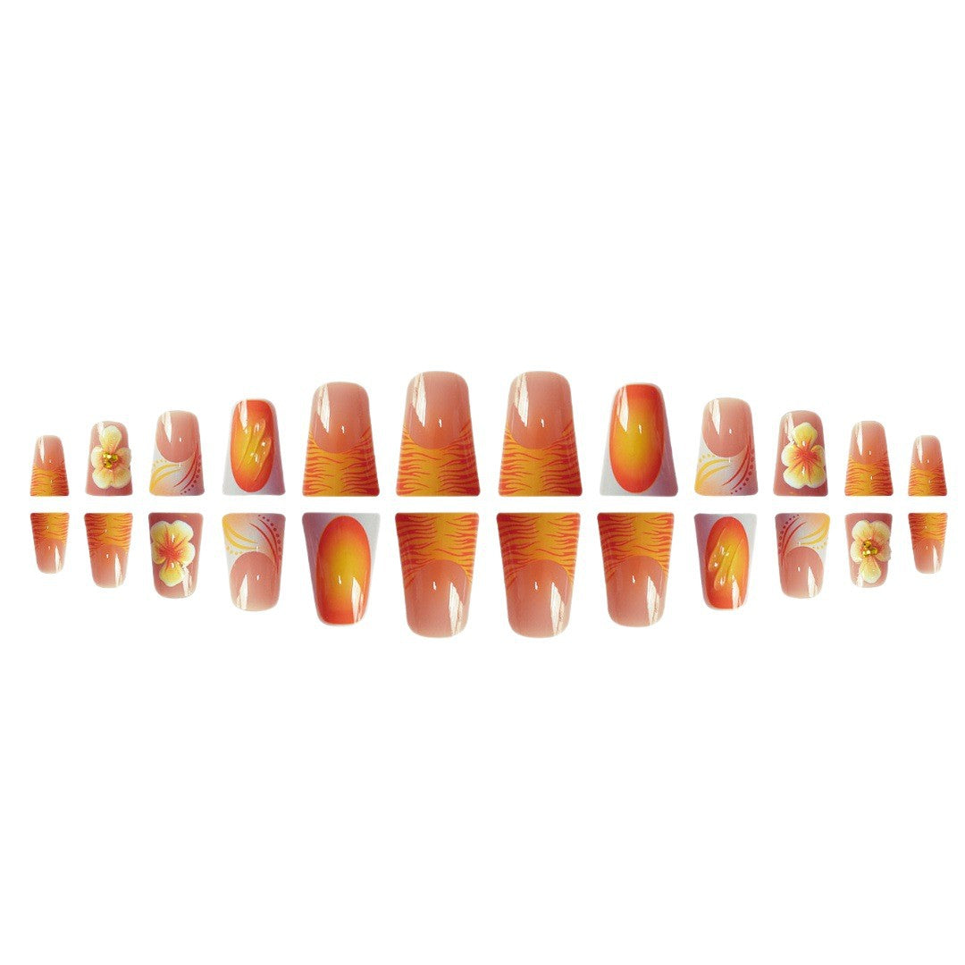 Künstlerisches Floral Press-On Nails Set Brehn