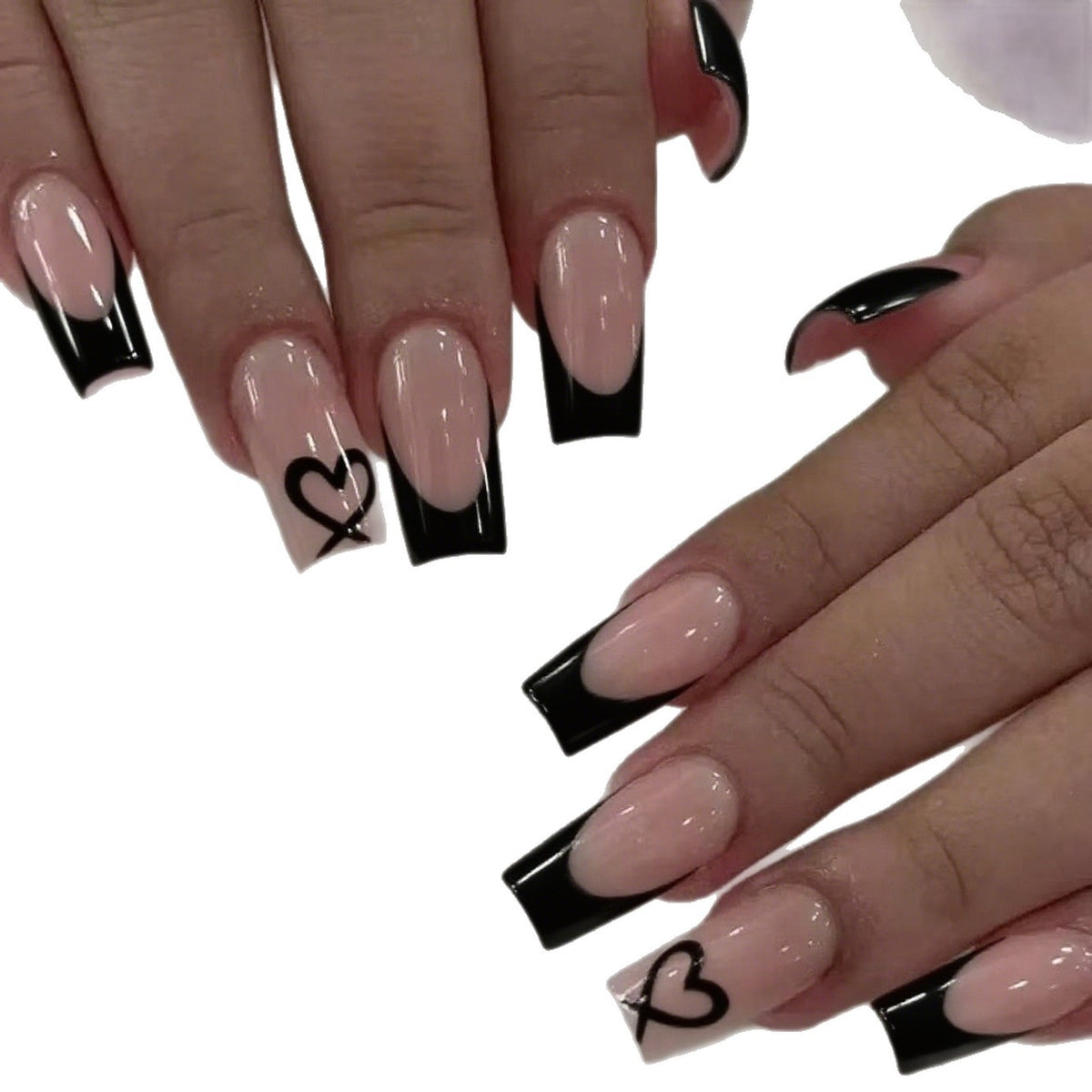 Stilvolles Herzdesign Französische Spitze Nagelverlängerungen Brehn