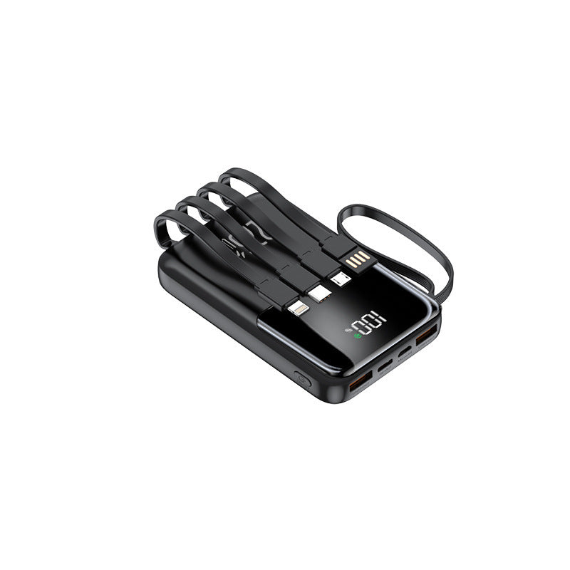 Tragbare Powerbank mit mehreren integrierten Ladekabeln und digitaler Anzeige Brehn