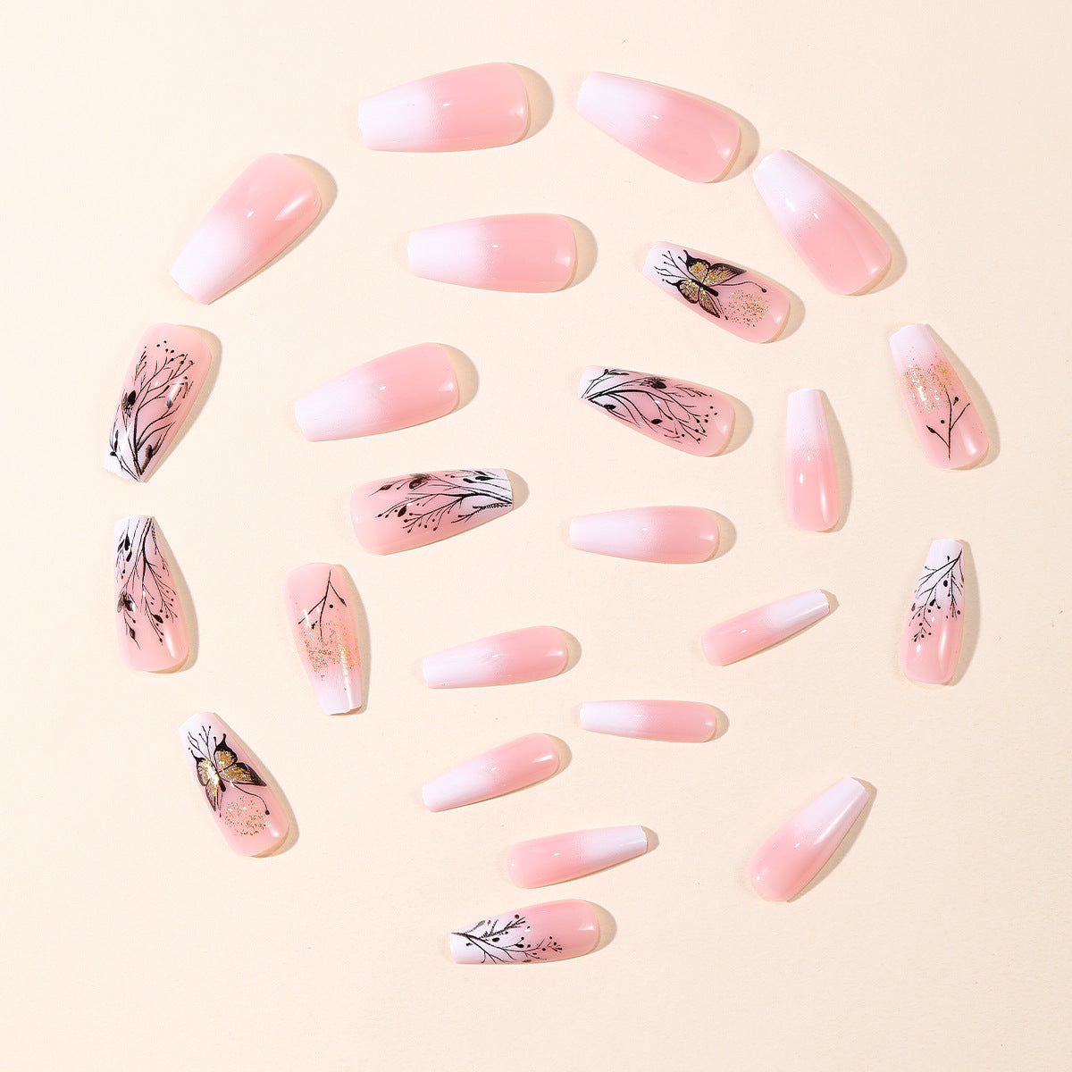 Elegante Florale Schmetterling Nagelverlängerungen Brehn