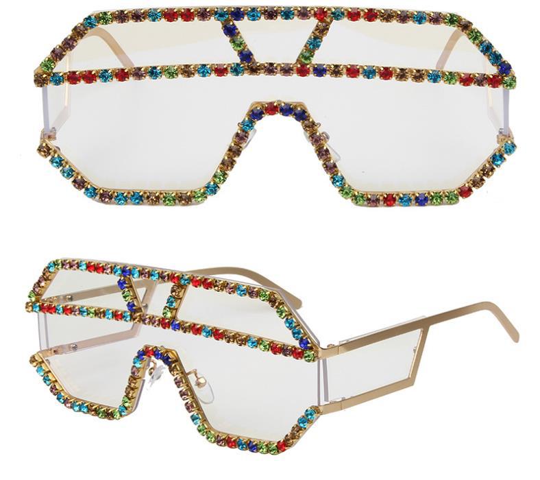 Damen stilvolle Sonnenbrille mit geometrischem Rahmen und Strassverzierung Brehn
