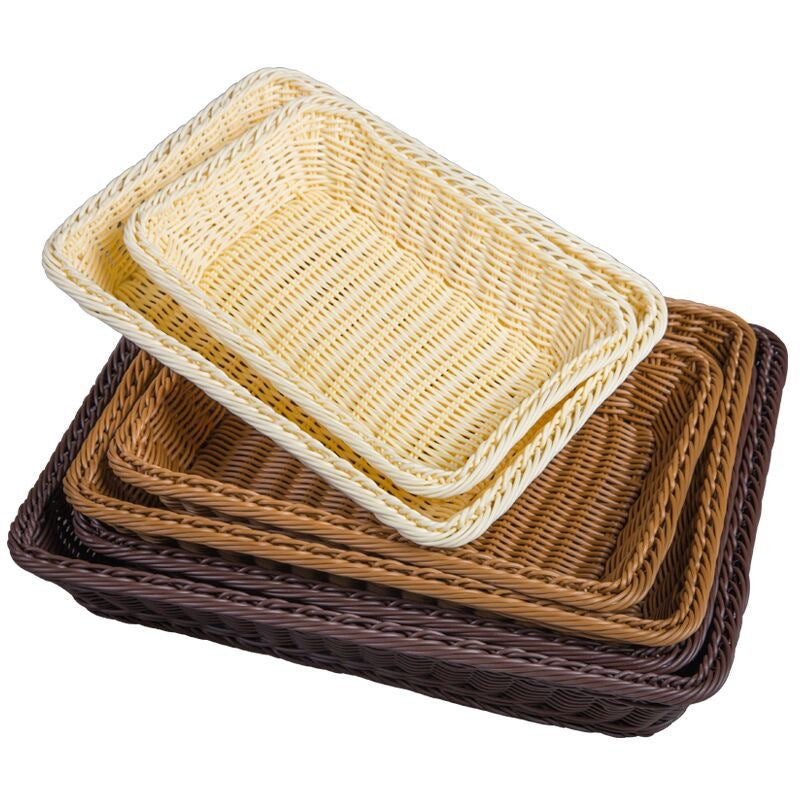Unisex Rechteckiger Rattan Servierkorb Brehn