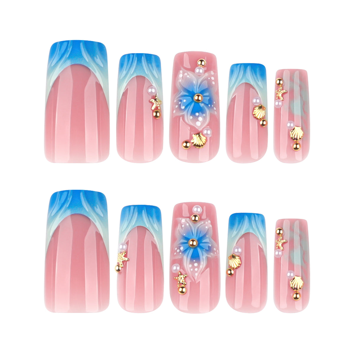 Kunstvolle Nagelkunst mit floralen Akzenten und Glitzereffekten Brehn