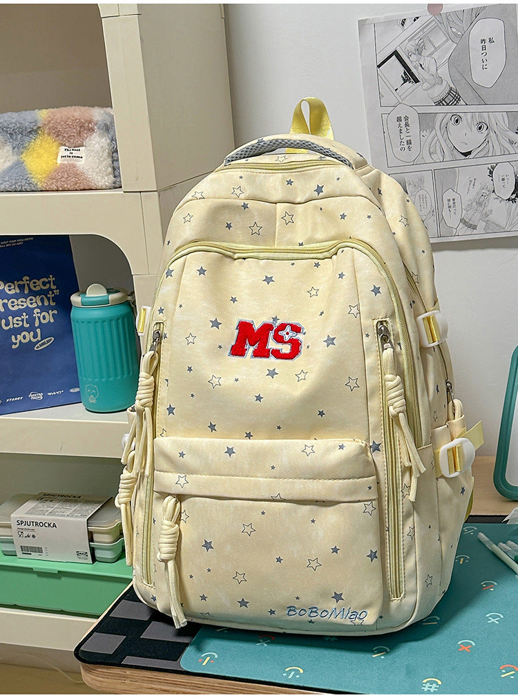 Lässiger Sternen-Print Multi-Compartment Schulrucksack