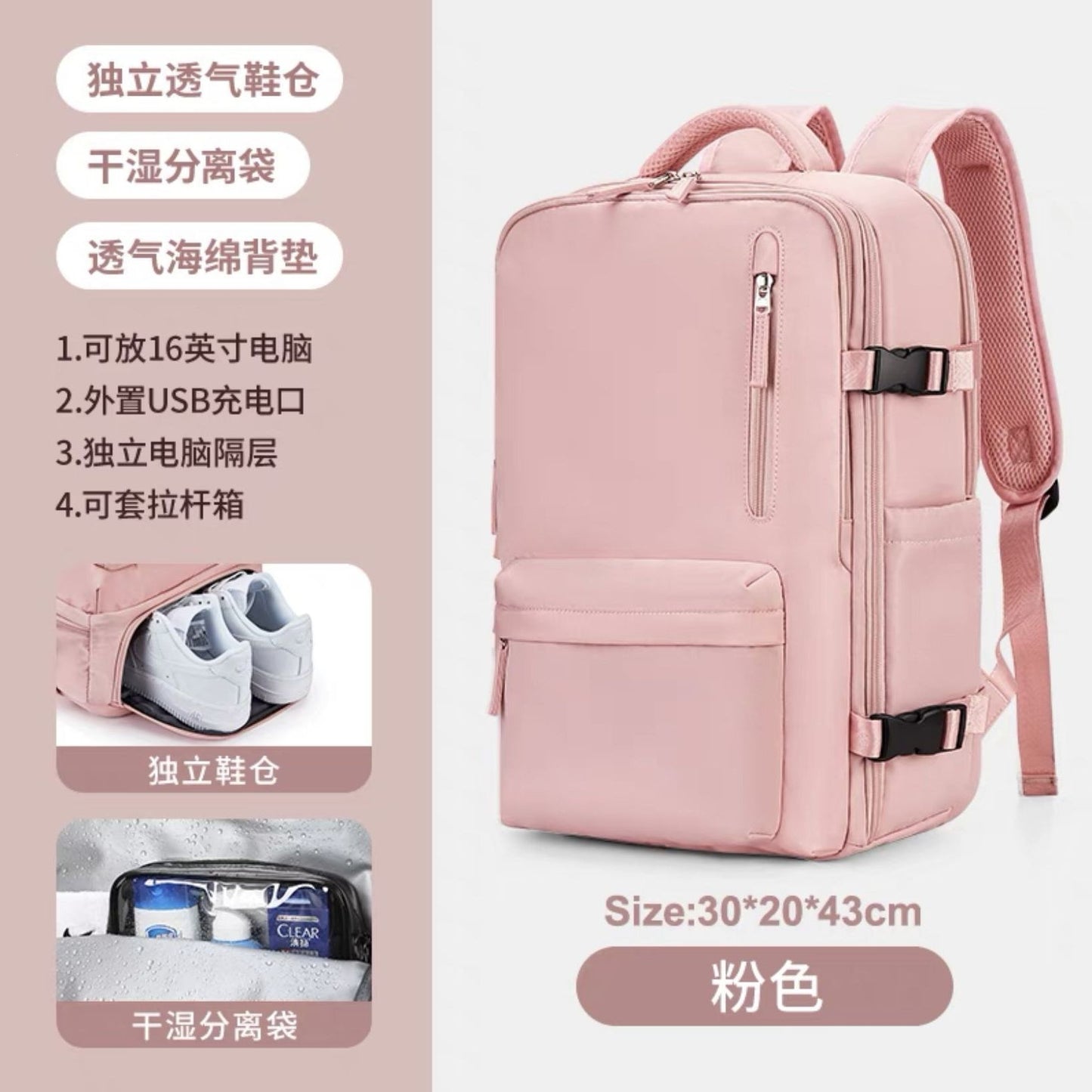 Multifunktionaler Rucksack Mit Integriertem Usb-Anschluss Und Separatem Fach Für Schuhe Brehn