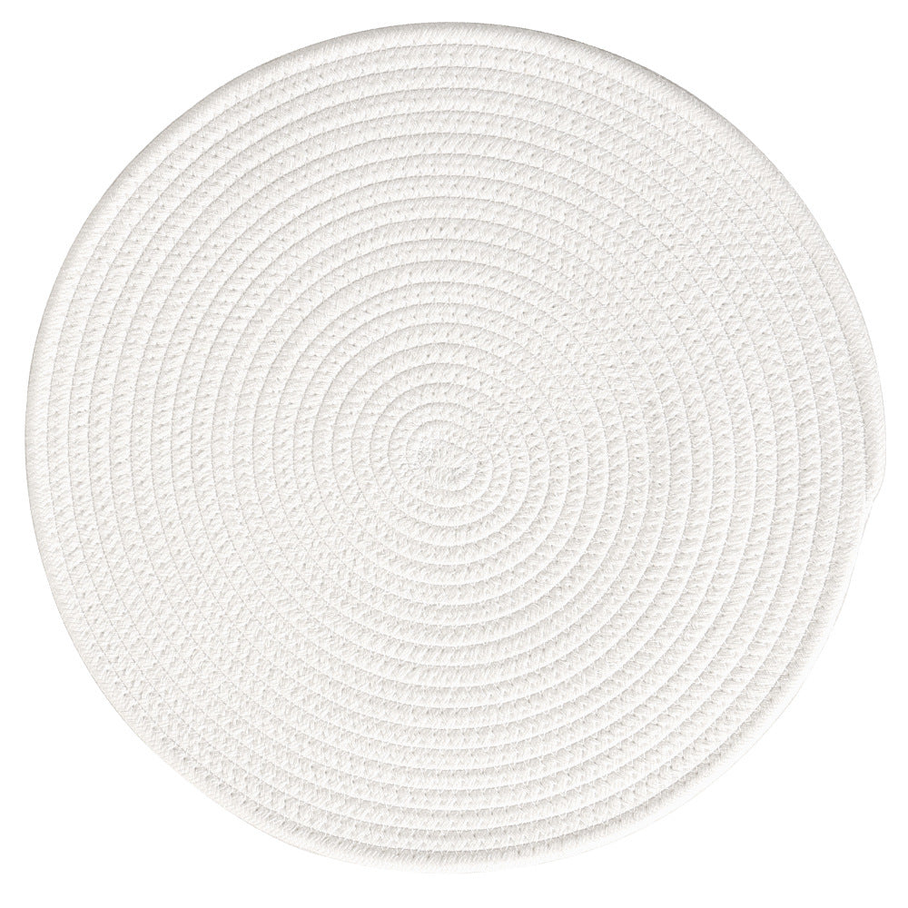 Geflochtenes rundes Tischset aus Baumwollseil und Seegras mit Spiralstruktur Brehn