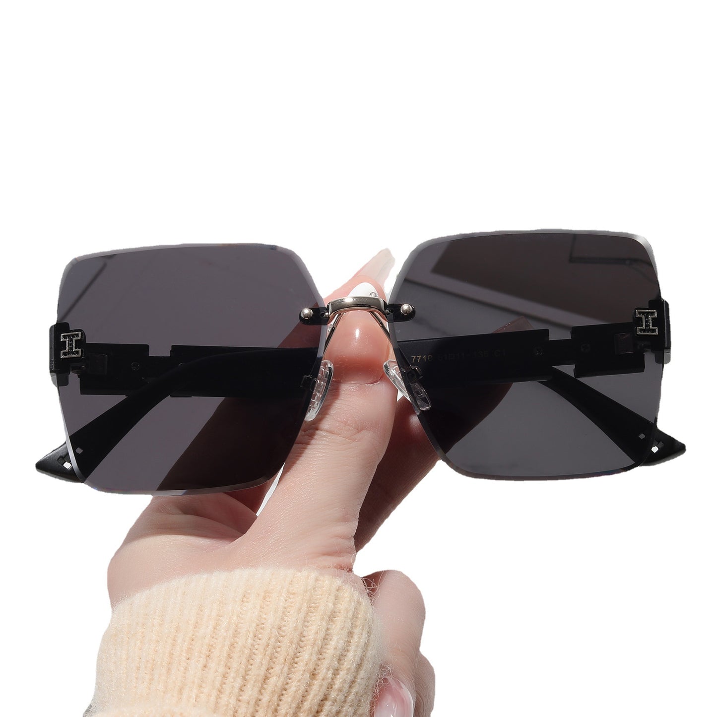 Damen oversized quadratische Sonnenbrille mit stilvollen Akzenten Brehn