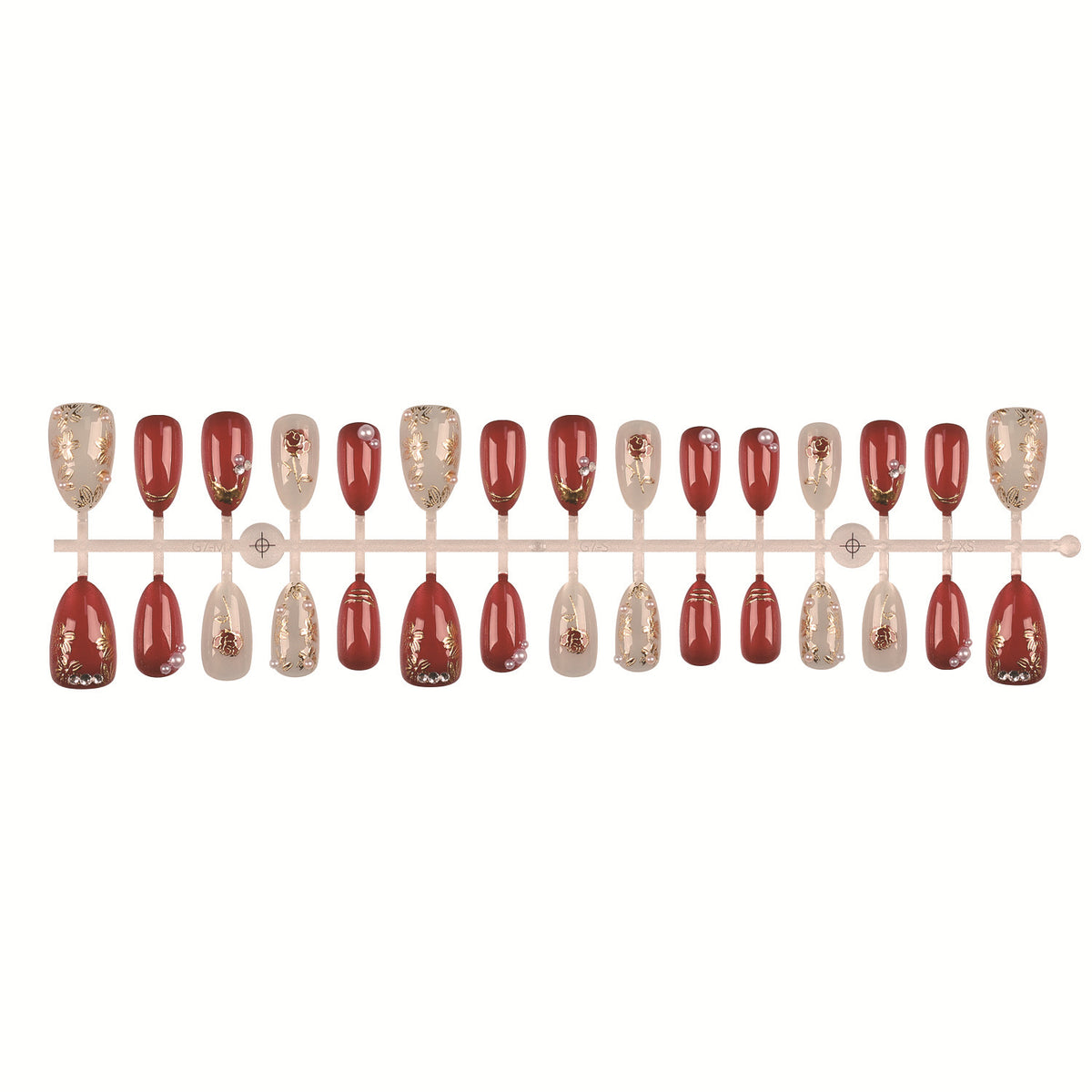 Floral Gemstone Press-On Nail Set