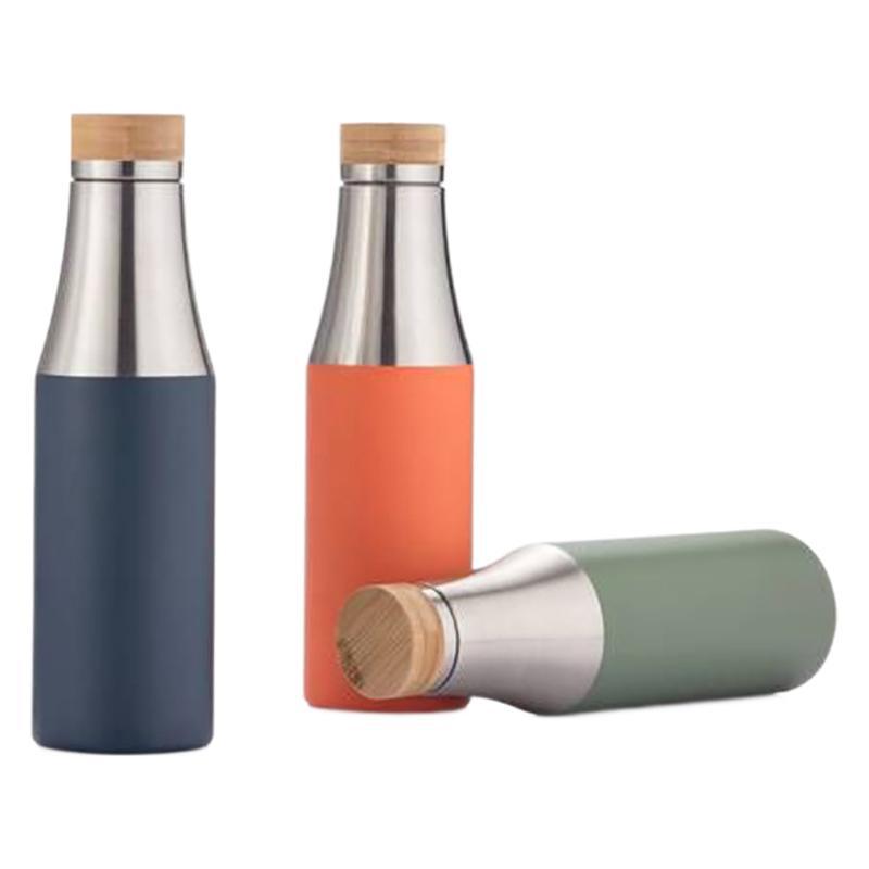 Damen doppelwandige Edelstahl Trinkflasche mit Bambusdeckel Brehn