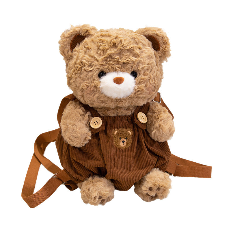 Plüsch Teddy Bär Rucksack mit Corduroy Latzhose & verstellbaren Trägern Brehn