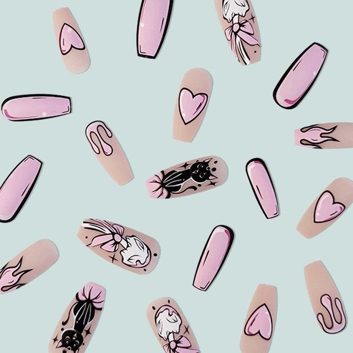 Kunstvolle Nagelverlängerungen im Herzdesign Brehn