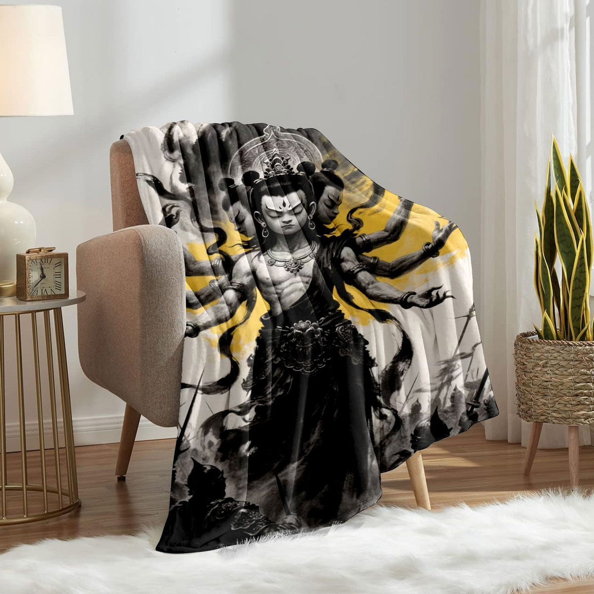 Künstlerische, von Tibet inspirierte Fleece-Wurfdecke