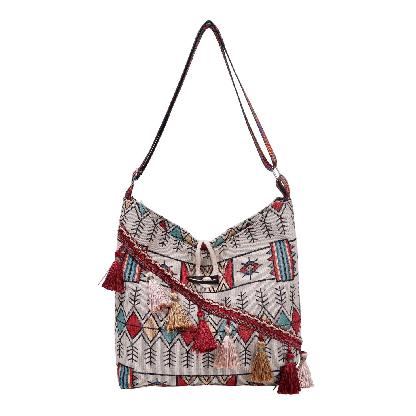 WoEthnic Gemusterte Klapp-Hobo-Tasche Brehn